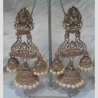 Infinity Jewels Gold Plated Crystal Stone And Meenakari Jhumki Earrings