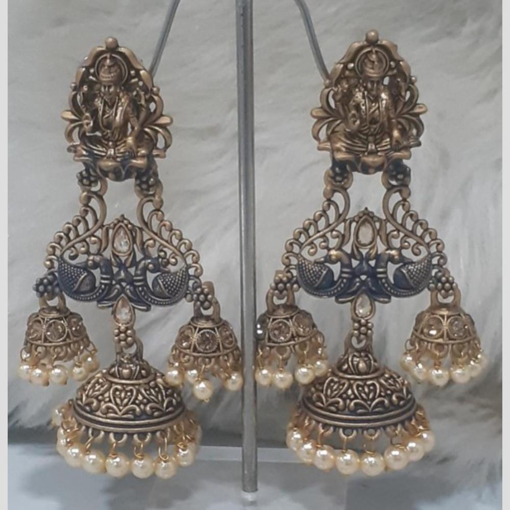 Infinity Jewels Gold Plated Crystal Stone And Meenakari Jhumki Earrings