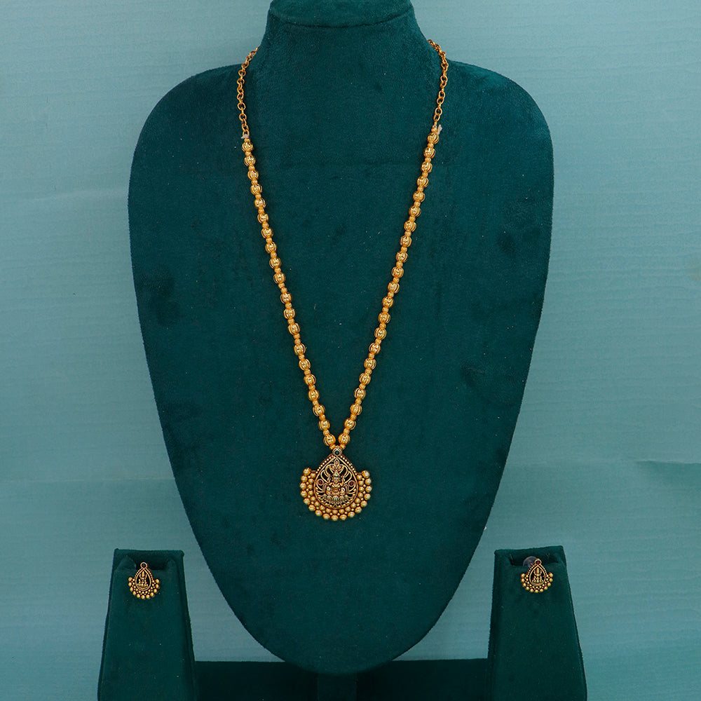 Mahavir Ethnic Temple Motif Pota Stone Long Necklace Set (Pack of 6)