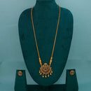 Mahavir Gold Plated Pota Stone Pearl Long Necklace Set