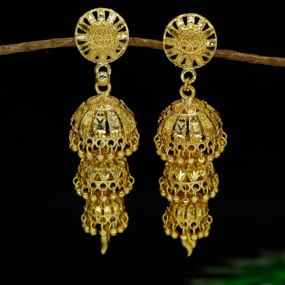 Mahavir Gold Plated Jhumki Earrings