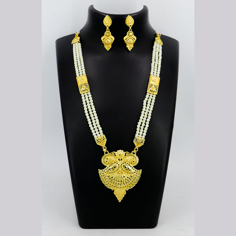 Mahavir Gold Plated Pearls Necklace Set