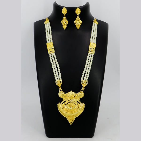 Mahavir Gold Plated Pearls Necklace Set