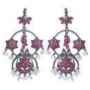 Wearhouse Fashion Oxidised Plated Pota Stone And Beads Dangler Earrings