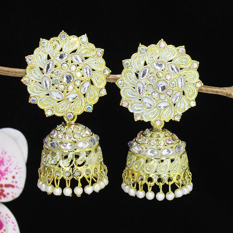 Mahavir Gold Plated Austrian Stone Jhumki Earrings(Piece 1 Only)