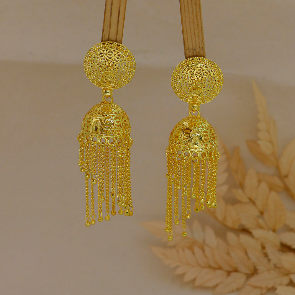 Mahavir DYE Gold Plated Premium Jhumki Earrings (Pack of 6)