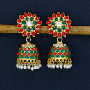 Mahavir DIY Gold Plated Traditional Pota Stone And Pearl Jhumki Earrings