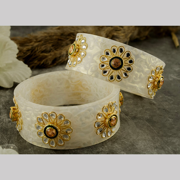 SOB Set of 2 Acrylic Translucent Designer Kundan Floral Bangles