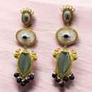 Wearhouse Fashion Gold Plated Crystal Stone And Pearls Dangler Earrings