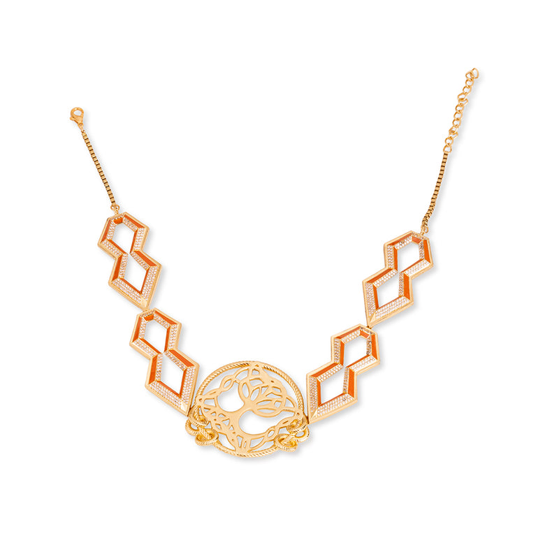 Gaurish Gold Plated And Orange Enamelled Necklace