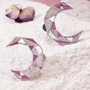 Gaurish Croissant Silver Plated Pink Enamelled With Stones Stud Earrings