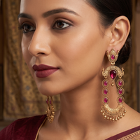 Wearhouse Fashion Elegant Pota Stone And Pearl Dangler Earrings