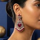 Wearhouse Fashion Oxidised Plated Pota Stone And Pearl Dangler Earrings