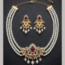 Wearhouse Fashion Austrian Stone And Pearl Designer Choker Necklace Set