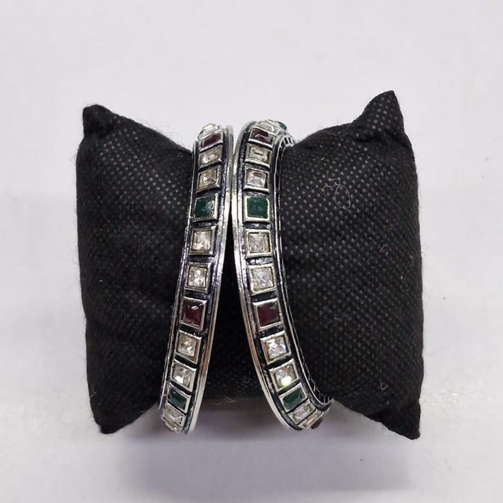 Amity Arts Oxidised Pota Stone Designer Bangles Set for Women