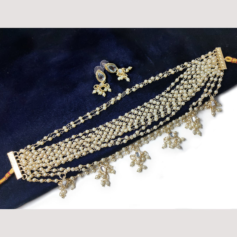 Knigght Angel Jewels Gold Plated Pearl Choker Necklace Set
