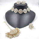 Gehana Mahal Gold Plated Kundan Stone And Pearls Necklace Set With Ring