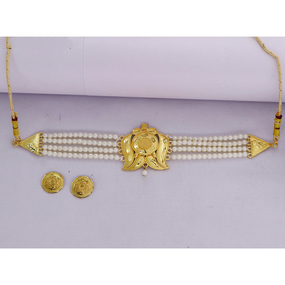 Mahavir Gold Plated Pearl Choker Necklace Set (Pack of 12)