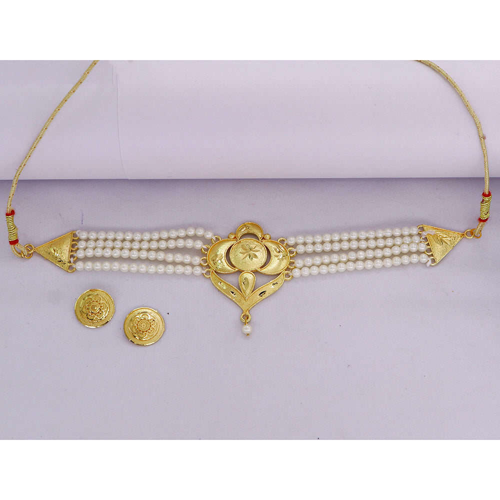 Mahavir Gold Plated Pearl Choker Necklace Set (Pack of 12)