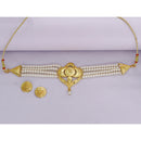 Mahavir Gold Plated Pearl Choker Necklace Set