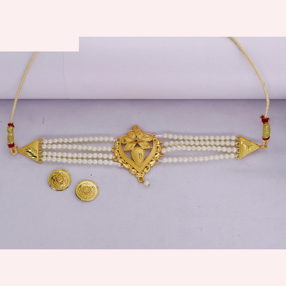 Mahavir Classic Forming Look Pearl Choker Necklace Set