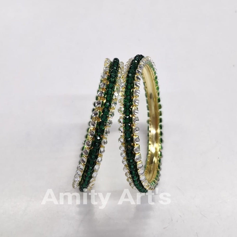 Amity Arts Designer Kundan Stone And Pearl Bangles Set 
