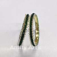 Amity Arts Designer Kundan Stone And Pearl Bangles Set 