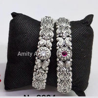 Amity Arts Oxidised Pota Stone Designer Bangles Set for Women
