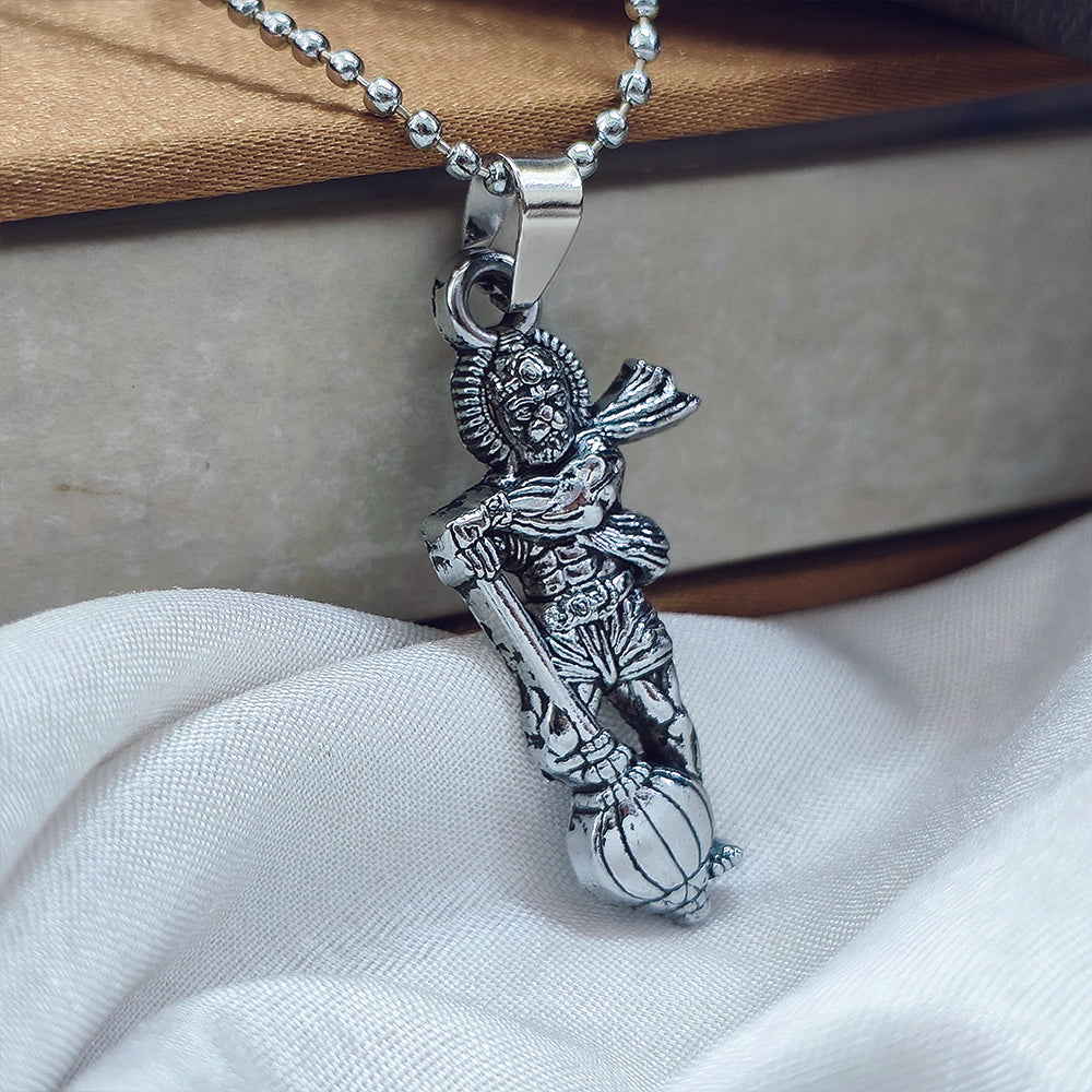 Urthn Silver Chain  Hanuman  Pendant for Men (Pack Of 6)