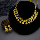 Mahavir Gold Plated Pota Stone Temple Necklace Set