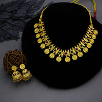 Mahavir Gold Plated Pota Stone Temple Necklace Set
