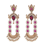 Wearhouse Fashion Gold Plated Pota Stone And Beads Dangler Earrings