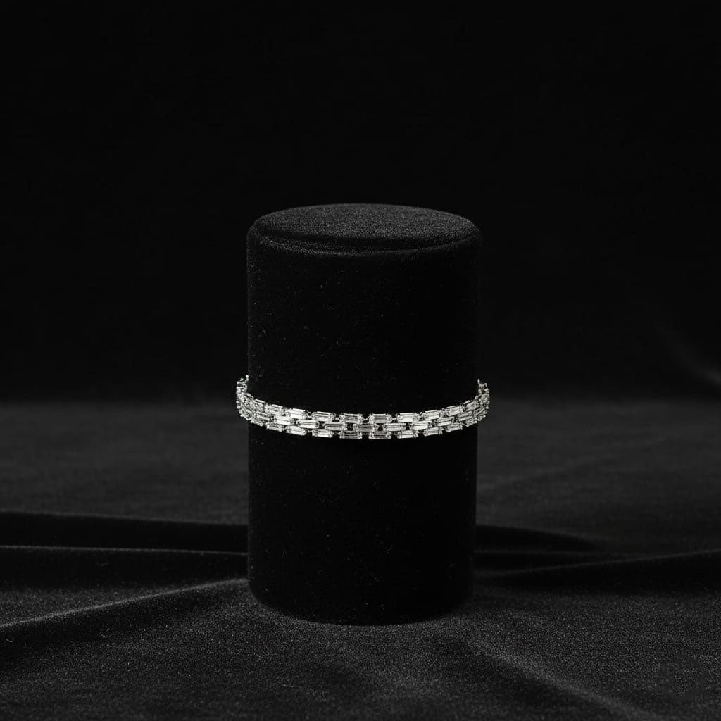 Urthn Silver Plated Crystal Stone 3 Line Bracelet