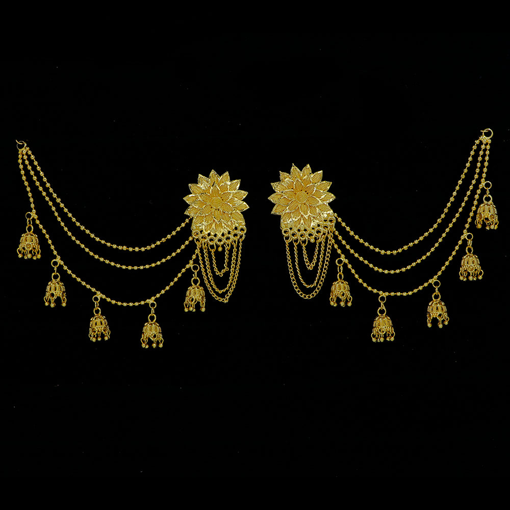Mahavir Elegant DYE Gold Plated Dangler Earrings With Kanchain (Pack of 6)