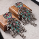 Wearhouse Fashion Oxidised Plated Pota Stone And Pearl Dangler Earrings