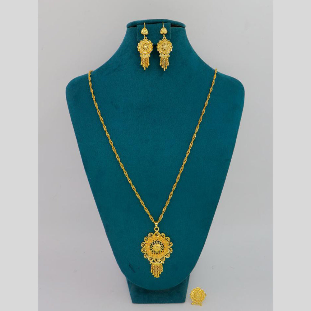 Mahavir Dye Gold Plated Designer Chain Pendant Set (Pack of 6)