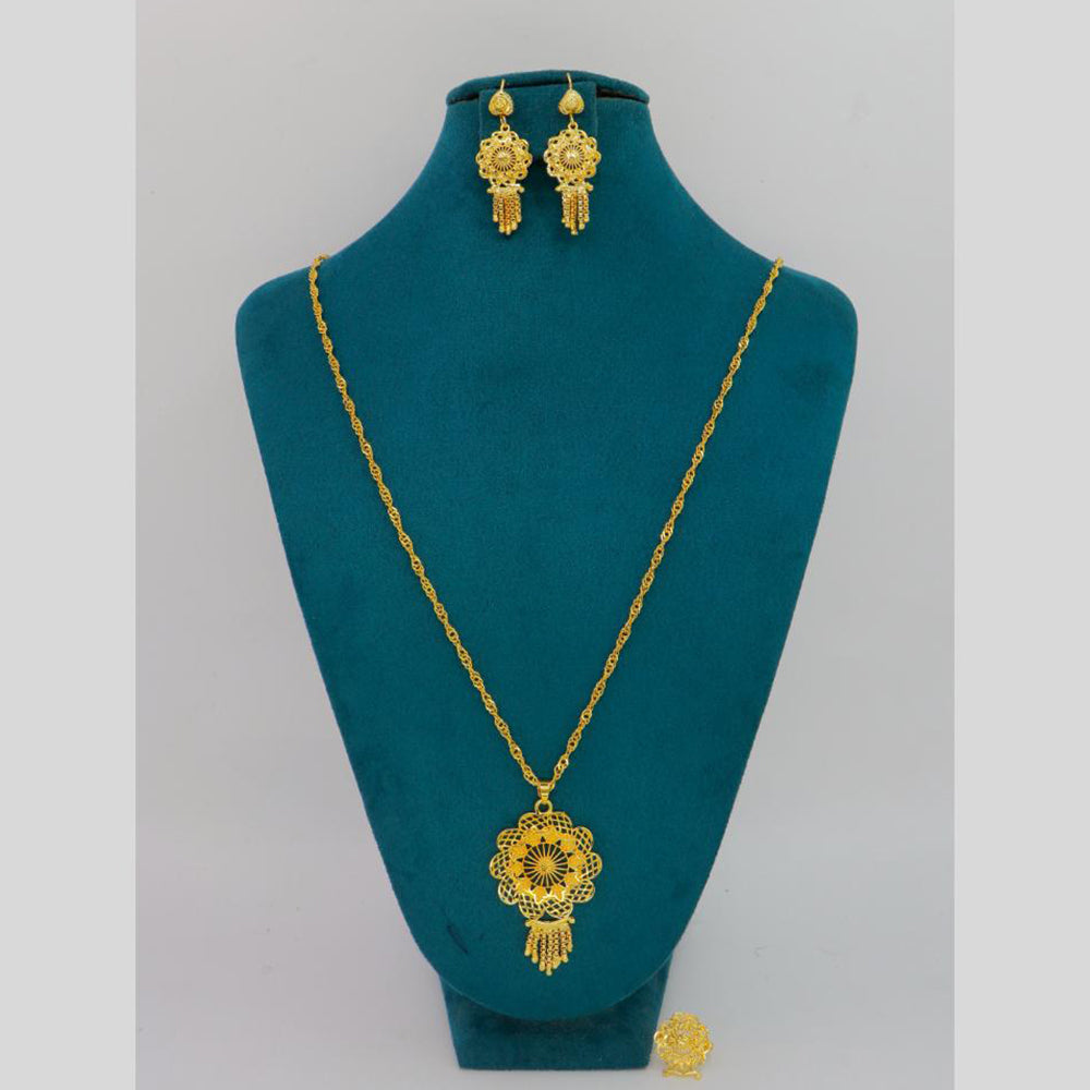 Mahavir Dye Gold Plated Designer Chain Pendant Set (Pack of 6)