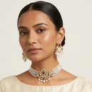 Wearhouse Fashion Austrian Stone And Pearl Designer Choker Necklace Set