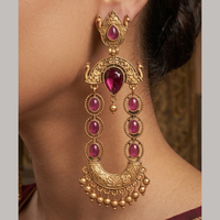 Wearhouse Fashion Elegant Pota Stone And Pearl Dangler Earrings