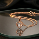 Urthn Heart shape Rose Gold-Plated Chain Pendant(Pack of 12)
