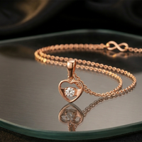 Urthn Heart shape Rose Gold-Plated Chain Pendant(Pack of 12)