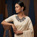 Wearhouse Fashion Oxidised Plated Pota Stone And Pearl Choker Necklace Set