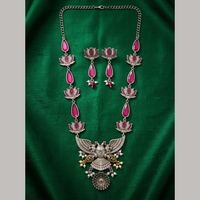 Wearhouse Fashion Premium 2 Tone Plated Pota Stone Necklace Set