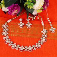 Saloni Fashion Jewellery Elegant Leaf Design Uncut Kundan Stone 18 KT Gold Plated Brass Choker Necklace Set with Maang Tikka For Women and Girls