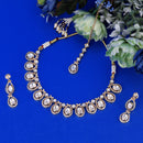 Saloni Fashion Jewellery Glimmery Oval and Round Shape Uncut Kundan Stone 18 KT Gold Plated Brass Choker Necklace Set with Maang Tikka For Women and Girls