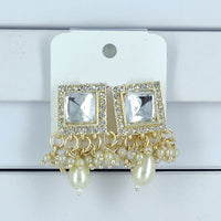 Corbeda Fashion Gold Plated Crystal And Pearl Dangler Earrings