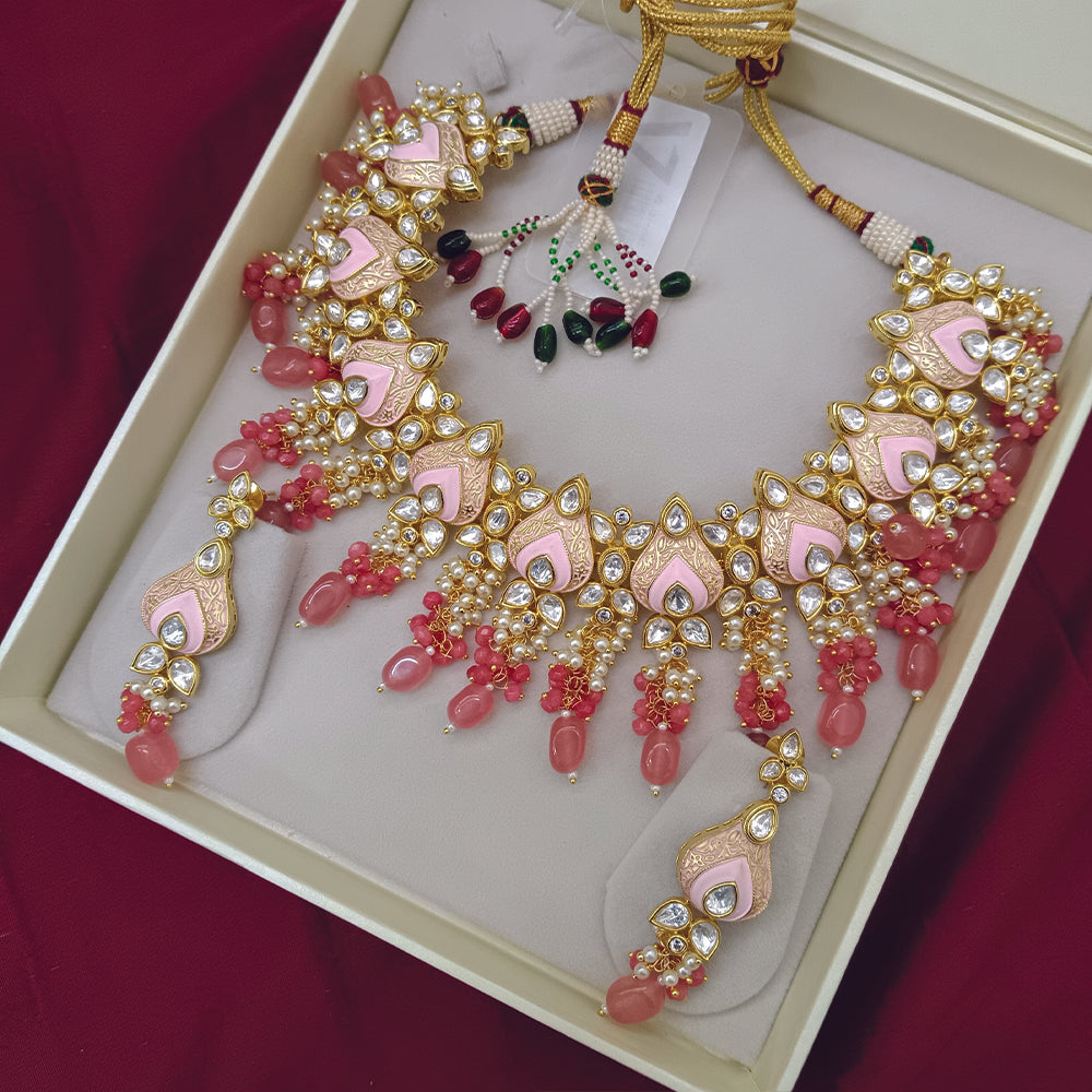 Arham Designer Polki Kundan Necklace Set with Premium Glamorous Finish