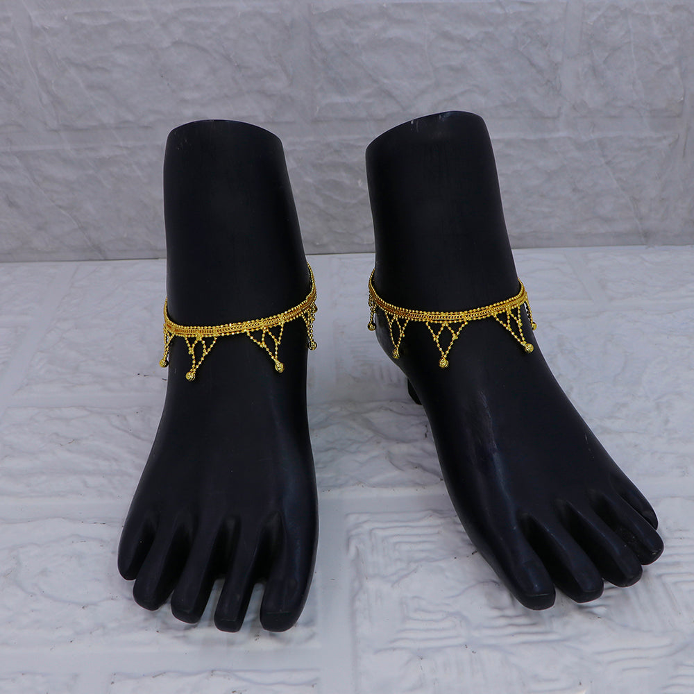 Mahavir Dye Gold Traditional Payal \Anklet (Pack of 6)