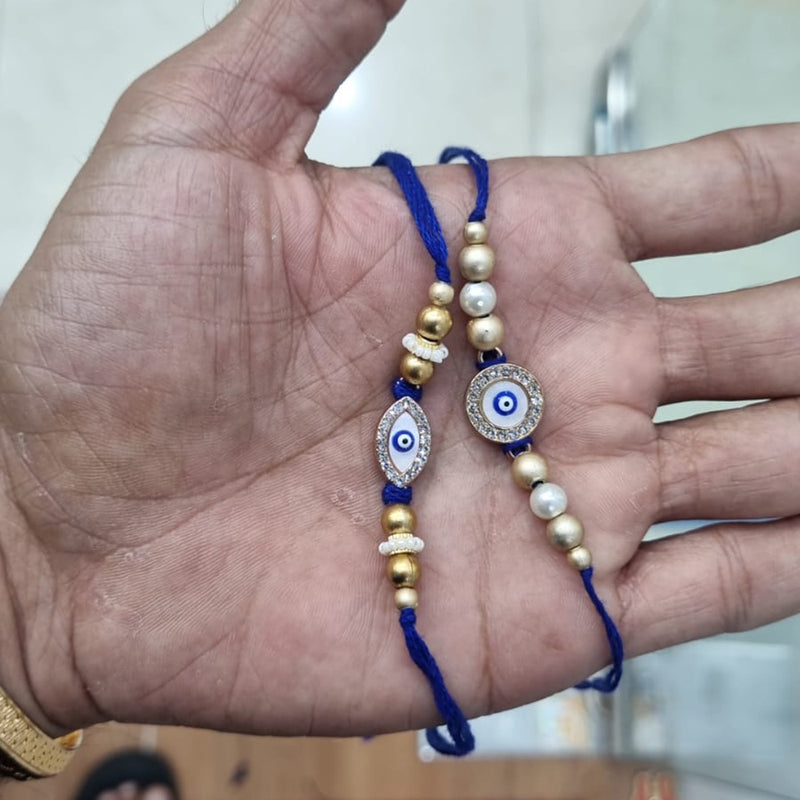 Naitika Arts Gold Plated Evil Eye Rakhi Combo Set