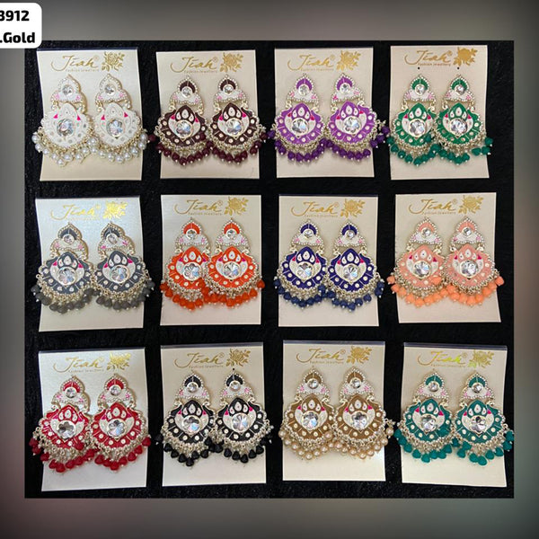 Jiah Art Jewellery Gold Plated Meenakari Dangler Earrings (Assorted Color)